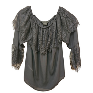 y2k Steam Punk Gothic Goth Black Lace blouse